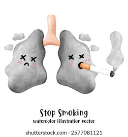 Cigarette, stop smoking, watercolor vector illustration 