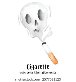 Cigarette, stop smoking, watercolor vector illustration 