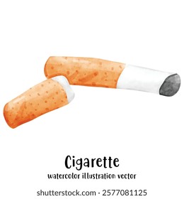 Cigarette, stop smoking, watercolor vector illustration 