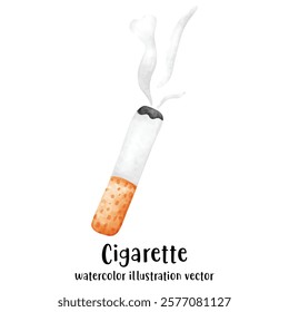 Cigarette, stop smoking, watercolor vector illustration 