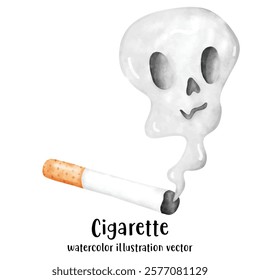 Cigarette, stop smoking, watercolor vector illustration 