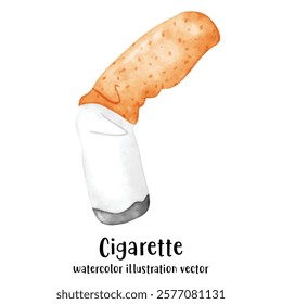 Cigarette, stop smoking, watercolor vector illustration 