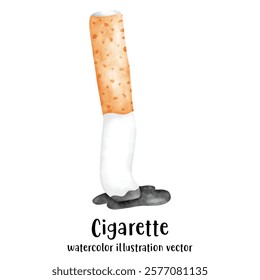 Cigarette, stop smoking, watercolor vector illustration 