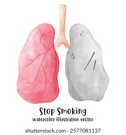 Cigarette, stop smoking, watercolor vector illustration 