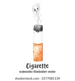 Cigarette, stop smoking, watercolor vector illustration 