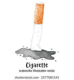 Cigarette, stop smoking, watercolor vector illustration 