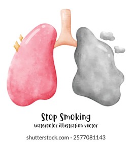 Cigarette, stop smoking, watercolor vector illustration 