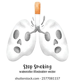 Cigarette, stop smoking, watercolor vector illustration 