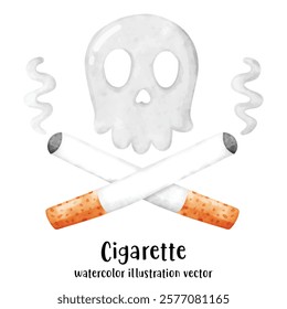 Cigarette, stop smoking, watercolor vector illustration 