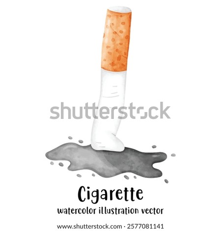 Cigarette, stop smoking, watercolor vector illustration 