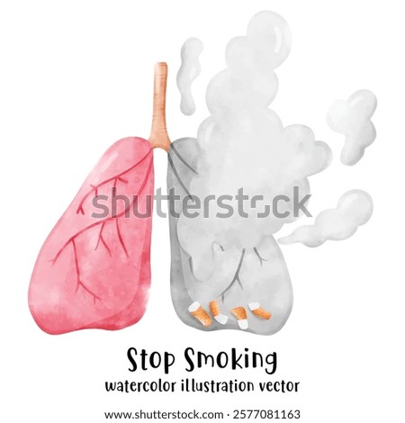 Cigarette, stop smoking, watercolor vector illustration 
