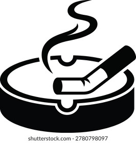 Cigarette Stub Ashtray Smoking Silhouette Icon Vector