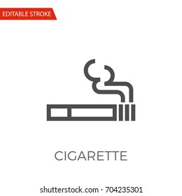 Cigarette Thin Line Vector Icon. Flat Icon Isolated on the White Background. Editable Stroke EPS file. Vector illustration.