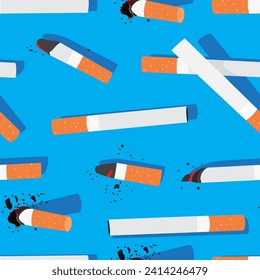 Cigarette vector cartoon seamless pattern background for wallpaper, wrapping, packing, and backdrop.