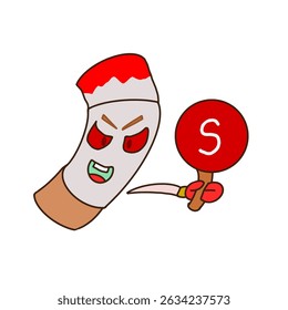design de vetor de cigarro com estilo de desenho animado