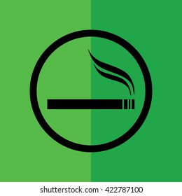 Cigarette vector icon. Allowed smoking sign. Green background