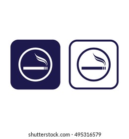 Cigarette vector icon. Allowed smoking sign. Blue and white