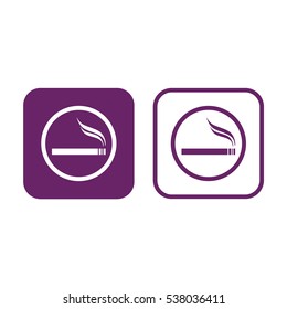 Cigarette vector icon. Allowed smoking sign. Purple and white