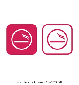Cigarette vector icon. Allowed smoking sign. Pink and white