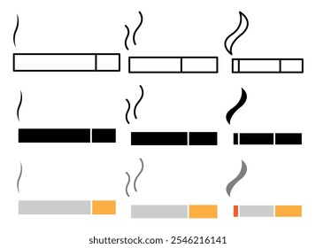 Cigarette vector icon collection. vector illustration set.