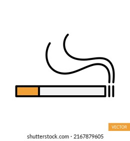 Cigarette vector icon in flat style design for website design, app, UI, isolated on white background. Smoking kills concept. Editable stroke. EPS 10 vector illustration.