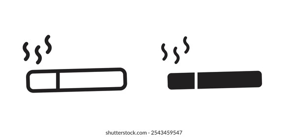 Cigarette vector icon set in black.