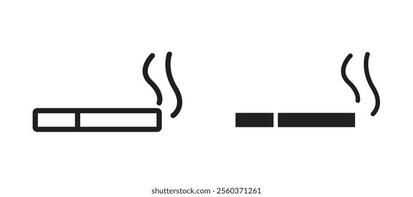 Cigarette vector icon set in black color.