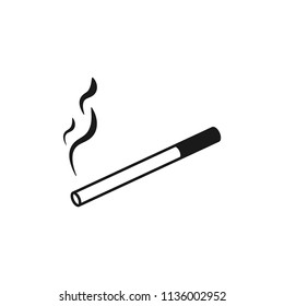 Cigarette vector icon. Cigarette smoke icon. Vector flat sign.