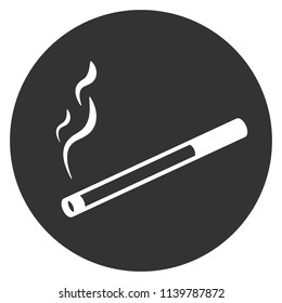 Cigarette vector icon. Cigarette smoke icon. Gray background. Vector flat sign.