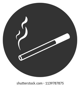 Cigarette vector icon. Cigarette smoke icon. Gray background. Vector flat sign.