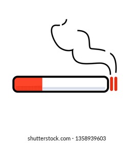 Cigarette vector icon, smoking symbol, outline line illustration isolated on white
