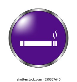 Cigarette - vector icon; violet button