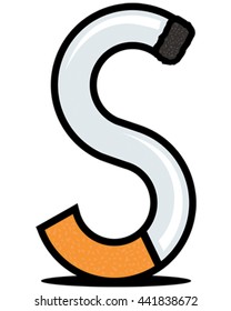 Cigarette Vector Illustration. Letter S for Smoke.