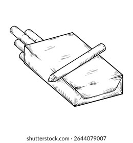 ilustração de desenho de arte de linha de vetor de cigarro