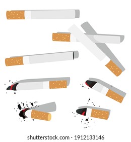 Cigarette vector set isolated on a white background.