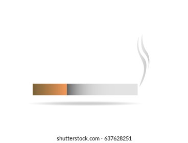Cigarette Vector with smoke and shadow on transparent background, idea for World No Tobacco Day