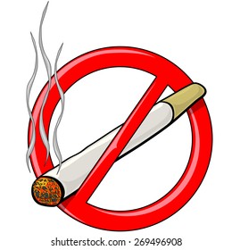 Cigarette vector with smoke trails in Banned logo