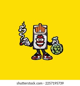 caricatura de hierba nublada para fumar vector de cigarrillos