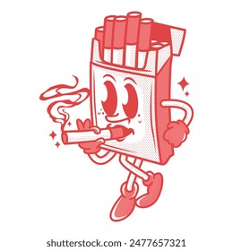 Cigarette vintage cartoon vector illustration, Design element for logo, poster, card, banner, emblem, t shirt. Vector illustration