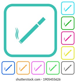 Cigarette vivid colored flat icons in curved borders on white background