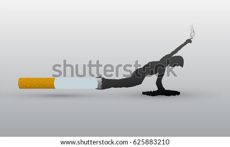 A cigarette from which smoke comes out in the form of a suffocating man