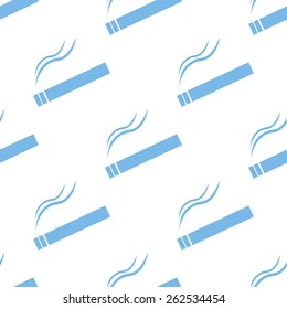 Cigarette white and blue seamless pattern for web design. Vector symbol