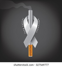 Cigarette with white ribbon. EPS 10 vector royalty free stock illustration for ad, promotion, poster, flier, blog, article, social media, marketing