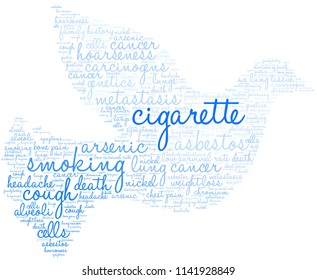 Cigarette word cloud on a white background. 