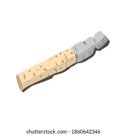
A cigarette with a yellow filter. Half smoked cigarette. Goby from a cigarette on a white background