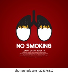 Cigarettes Ash In Lung-No Smoking Concept Vector Illustration