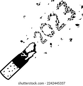 Cigarettes ashes printed 2023 concept, Twenty Twenty three splash vector icon design, Happy New Year 2023 Symbol, HNY Wishes Sign, New Years Eve celebration Element stock illustration