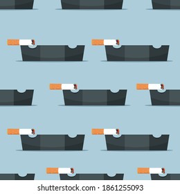 Cigarettes ceramic ashtray seamless pattern flat style