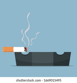 Cigarettes ceramic ashtray vector flat style