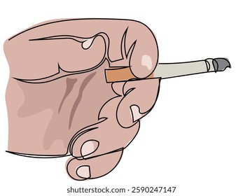 Cigarettes in a continuous line drawing on white background.